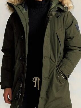 Ralph lauren polo olive Green Parka Coat with Fur Hood XL